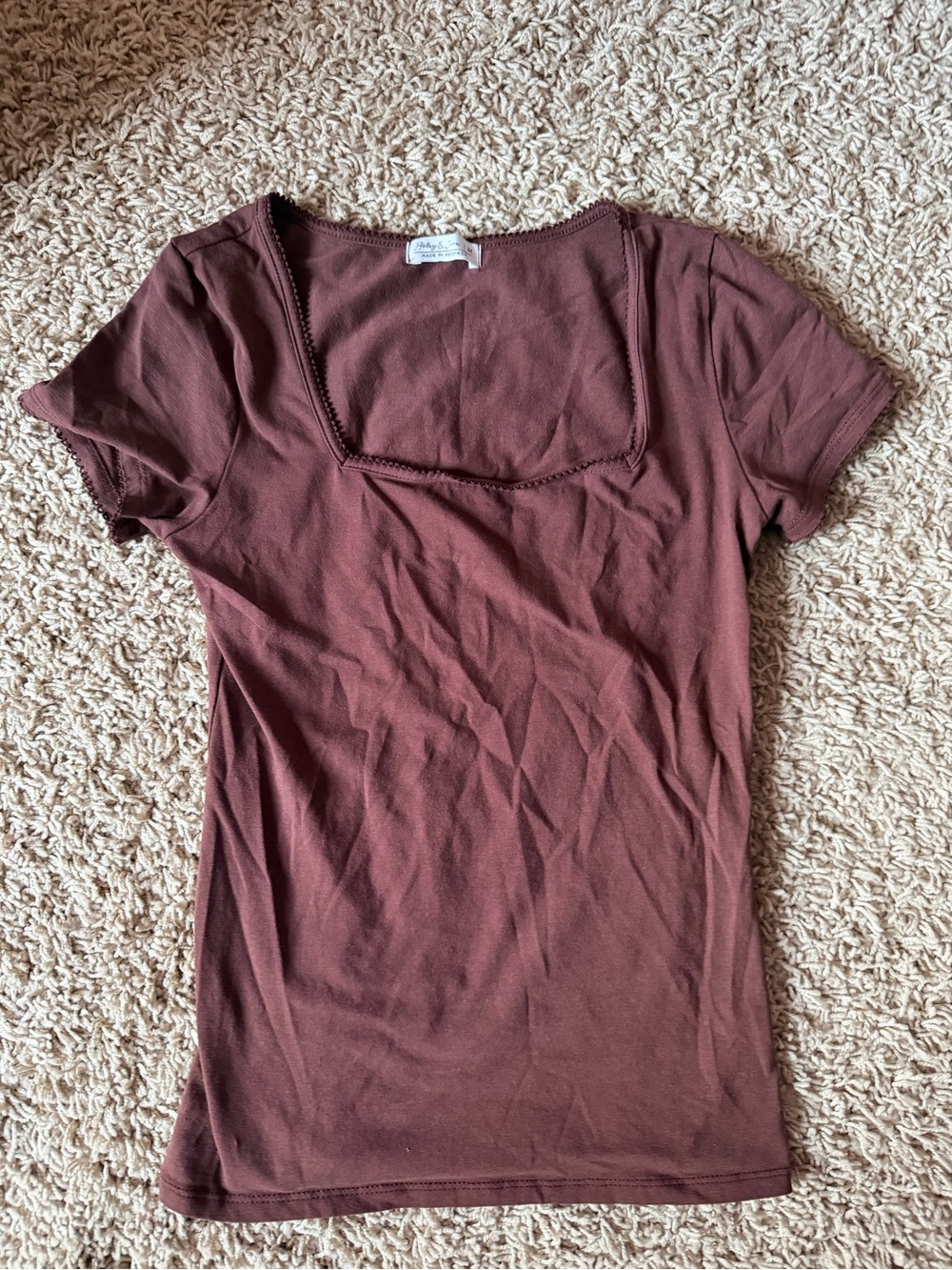 Haley and June Womens Top Size M Brown Square Neck